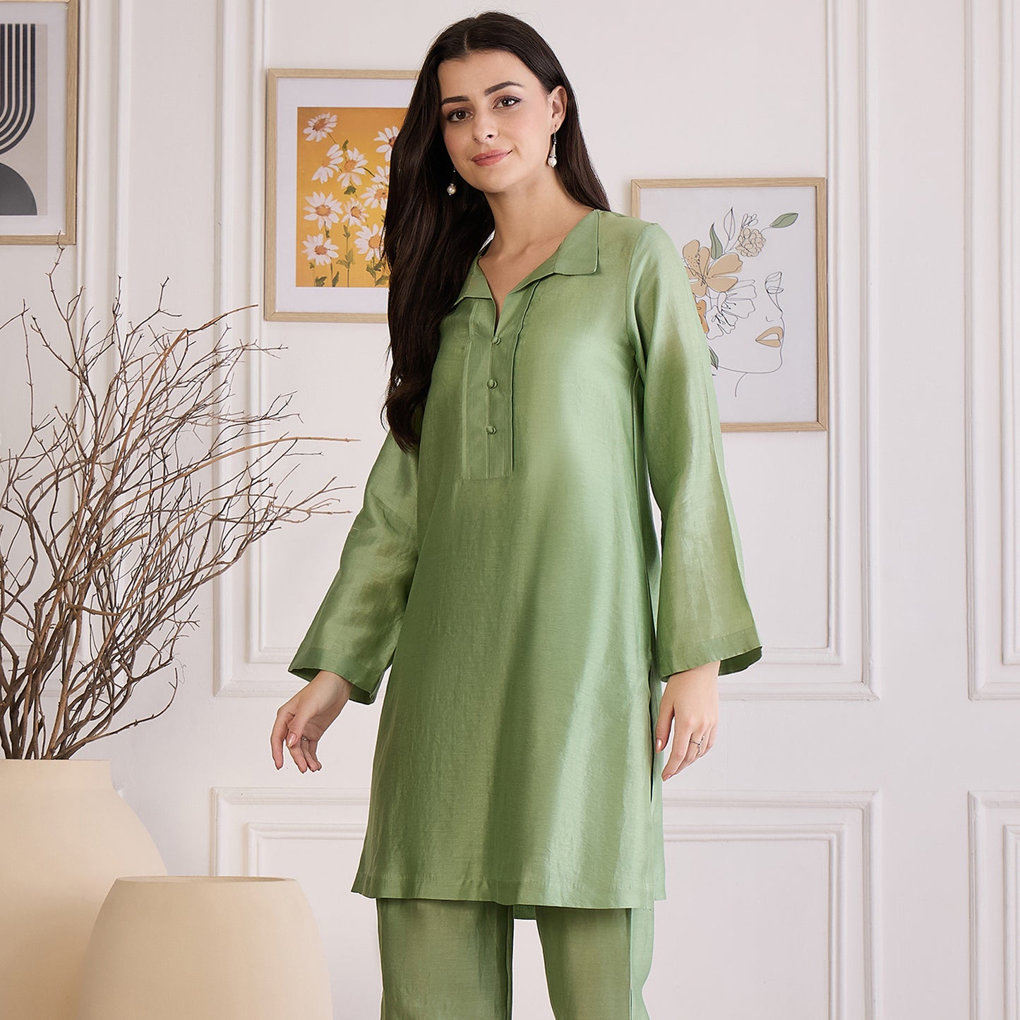 Sage Green Asymmetric Kurta