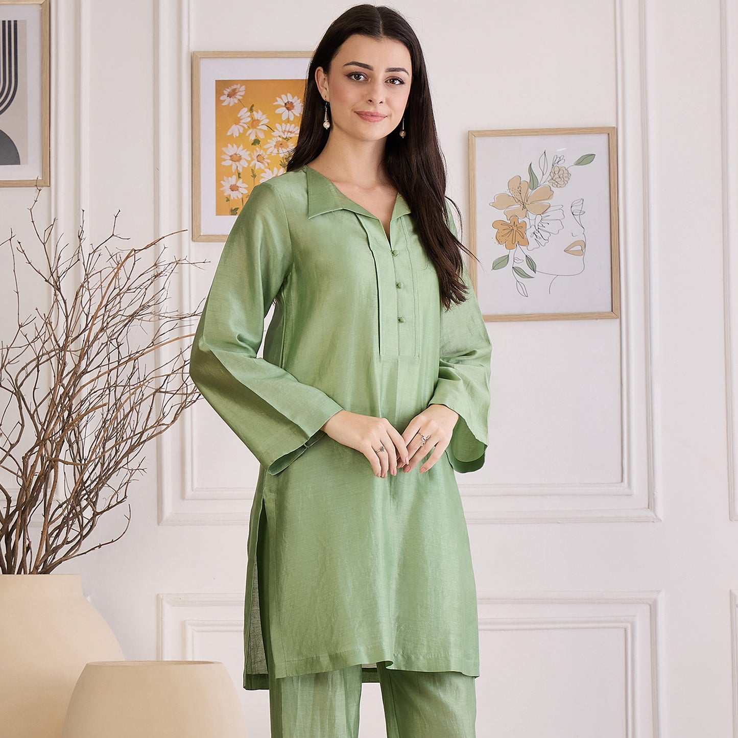 Sage Green Asymmetric Kurta