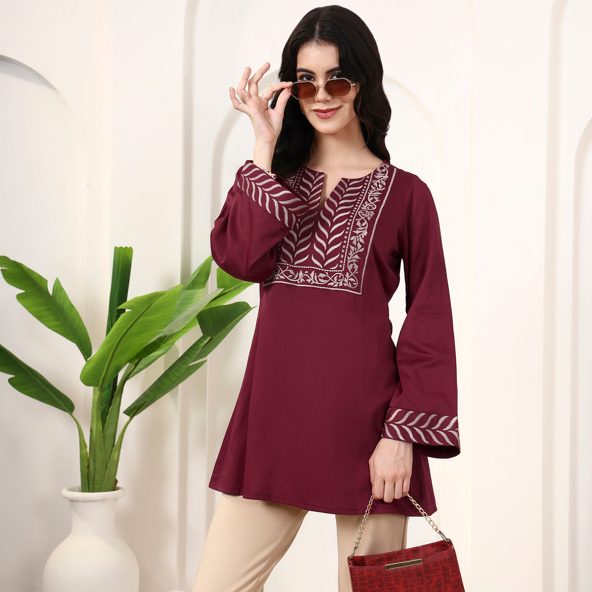 Magenta Kurta for Women – Cotton Satin | First Resort by Ramola Bachchan