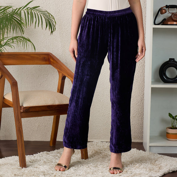 Purple Pants for Women – Silk Velvet | First Resort by Ramola Bachchan