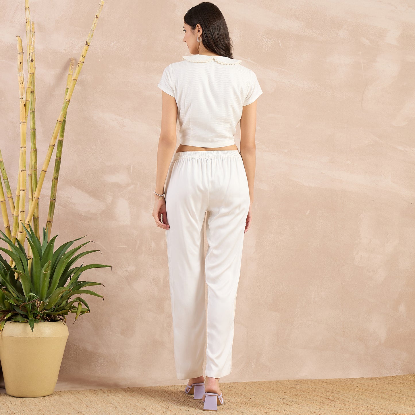 Off-White Button Down Straight Pants