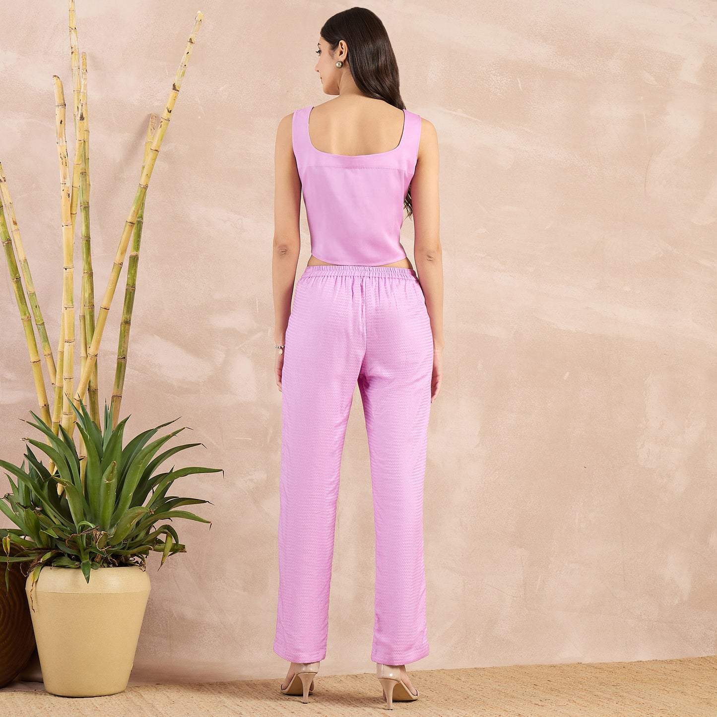 Purple Herringbone Straight Trouser