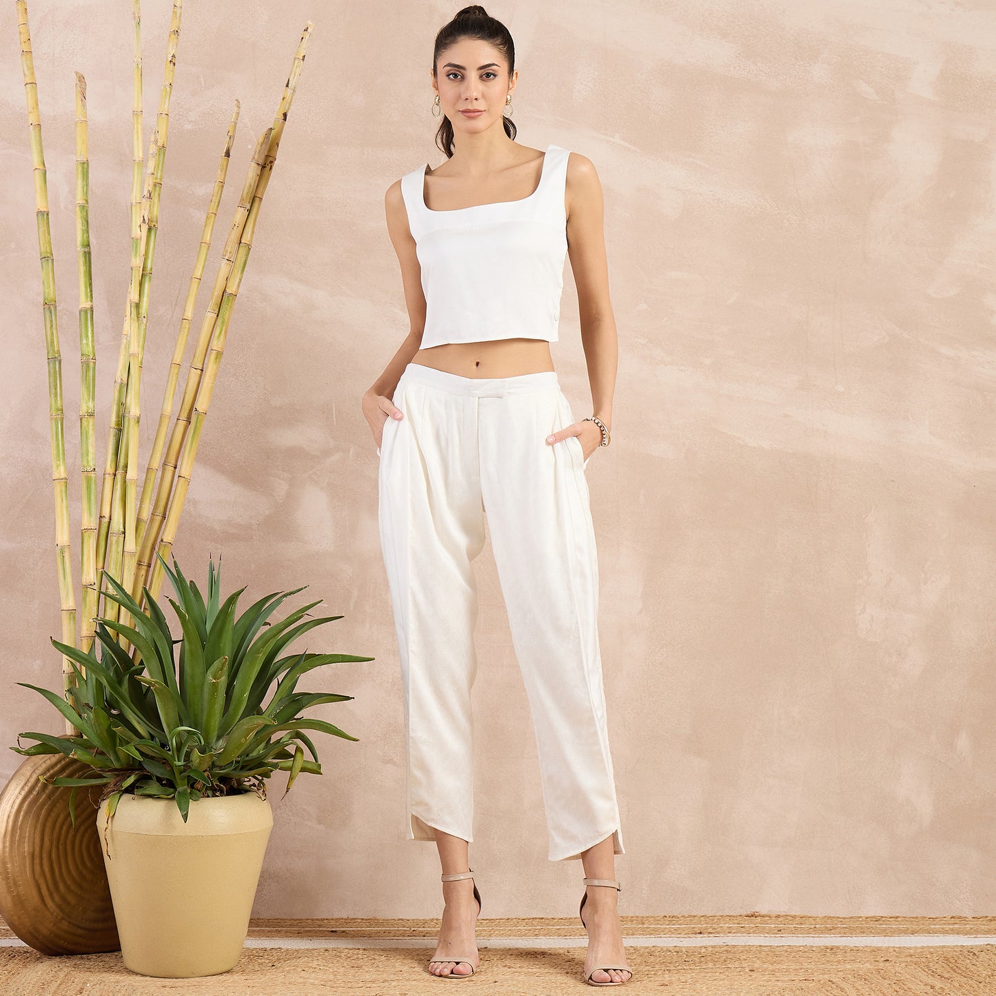 Off-White Herringbone Narrow Trouser