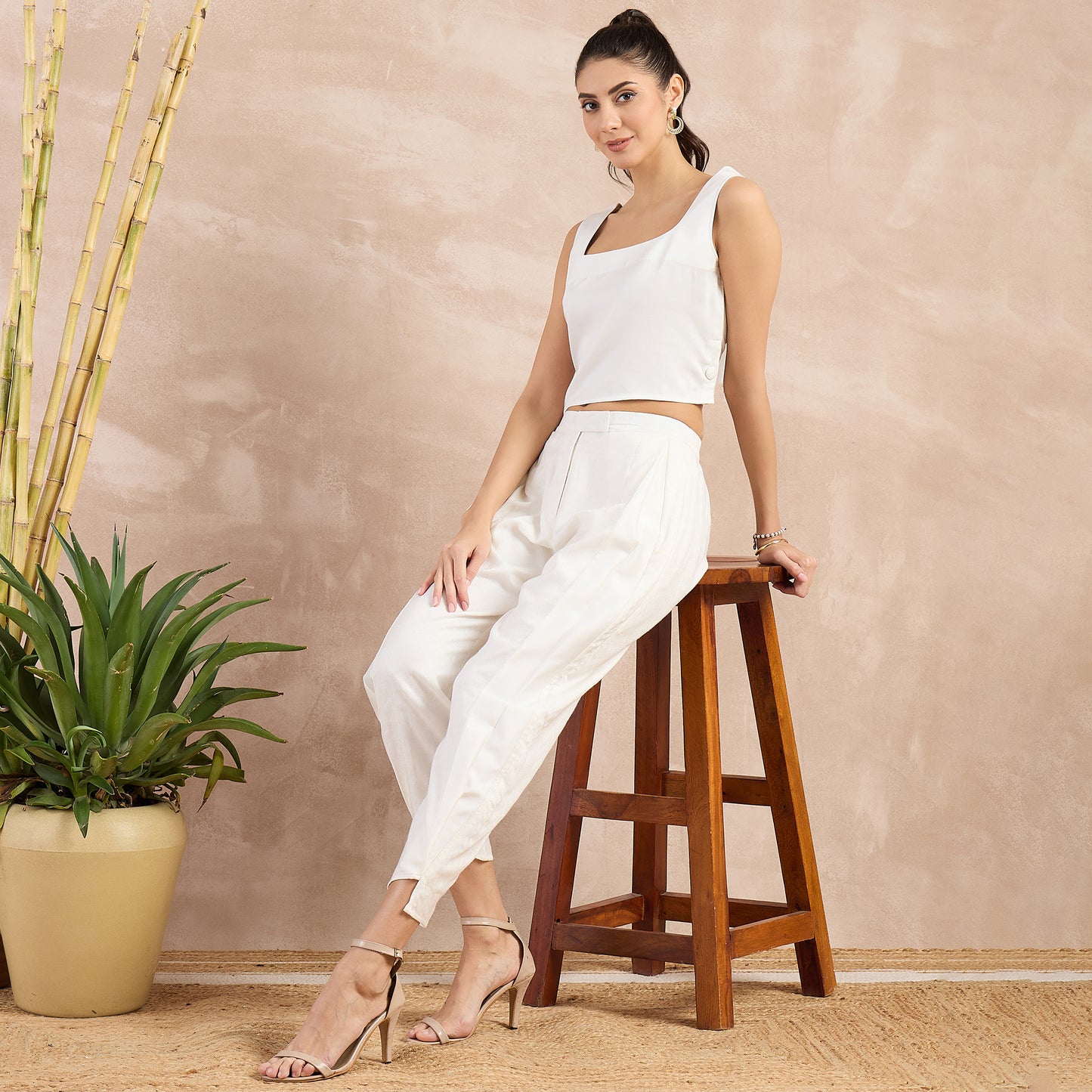 Off-White Herringbone Narrow Trouser