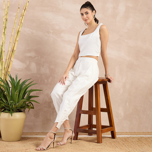 Off-White Herringbone Narrow Trouser