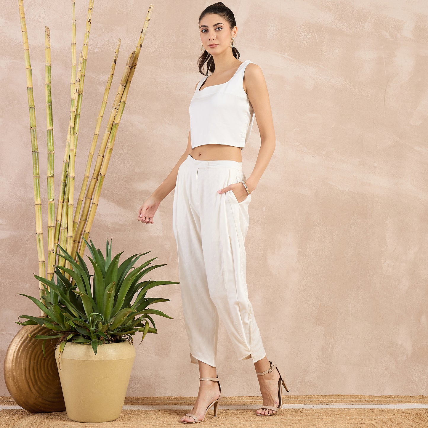 Off-White Herringbone Narrow Trouser