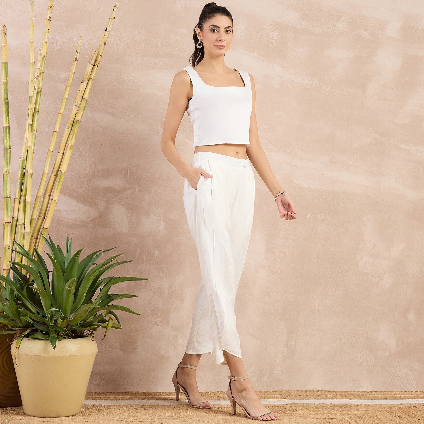 Off-White Herringbone Narrow Trouser