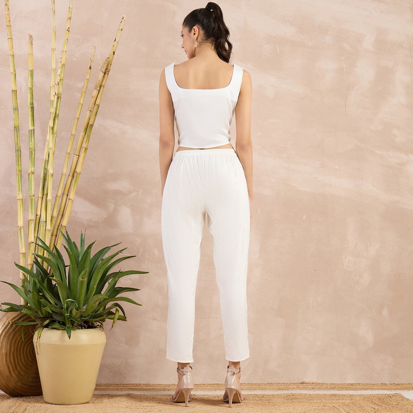 Off-White Herringbone Narrow Trouser