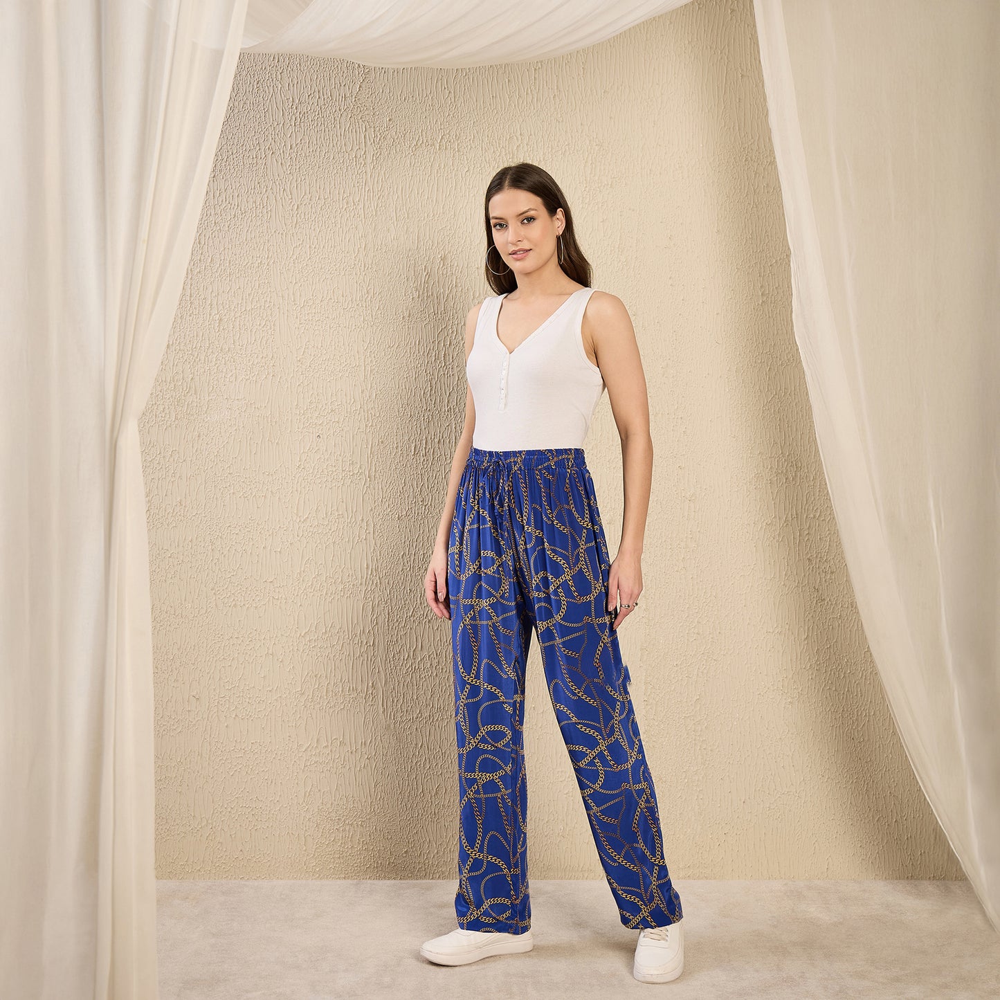 Blue Chain Print Pants