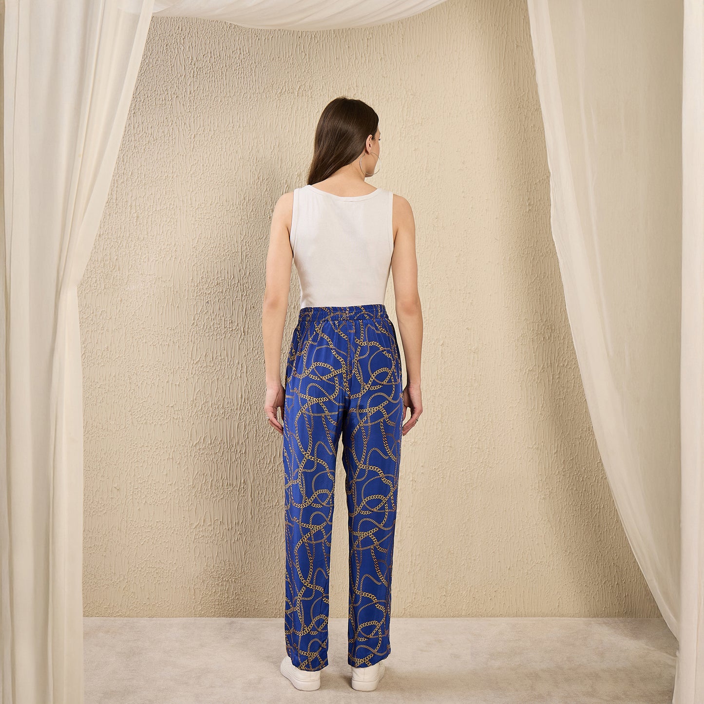 Blue Chain Print Pants