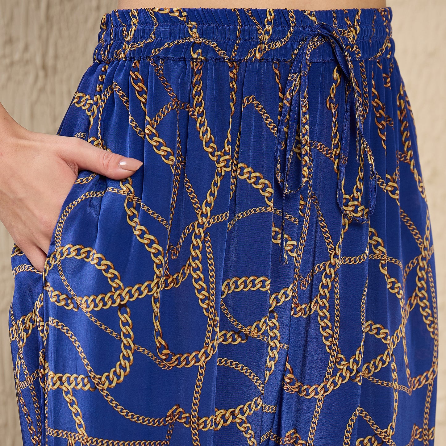 Blue Chain Print Pants