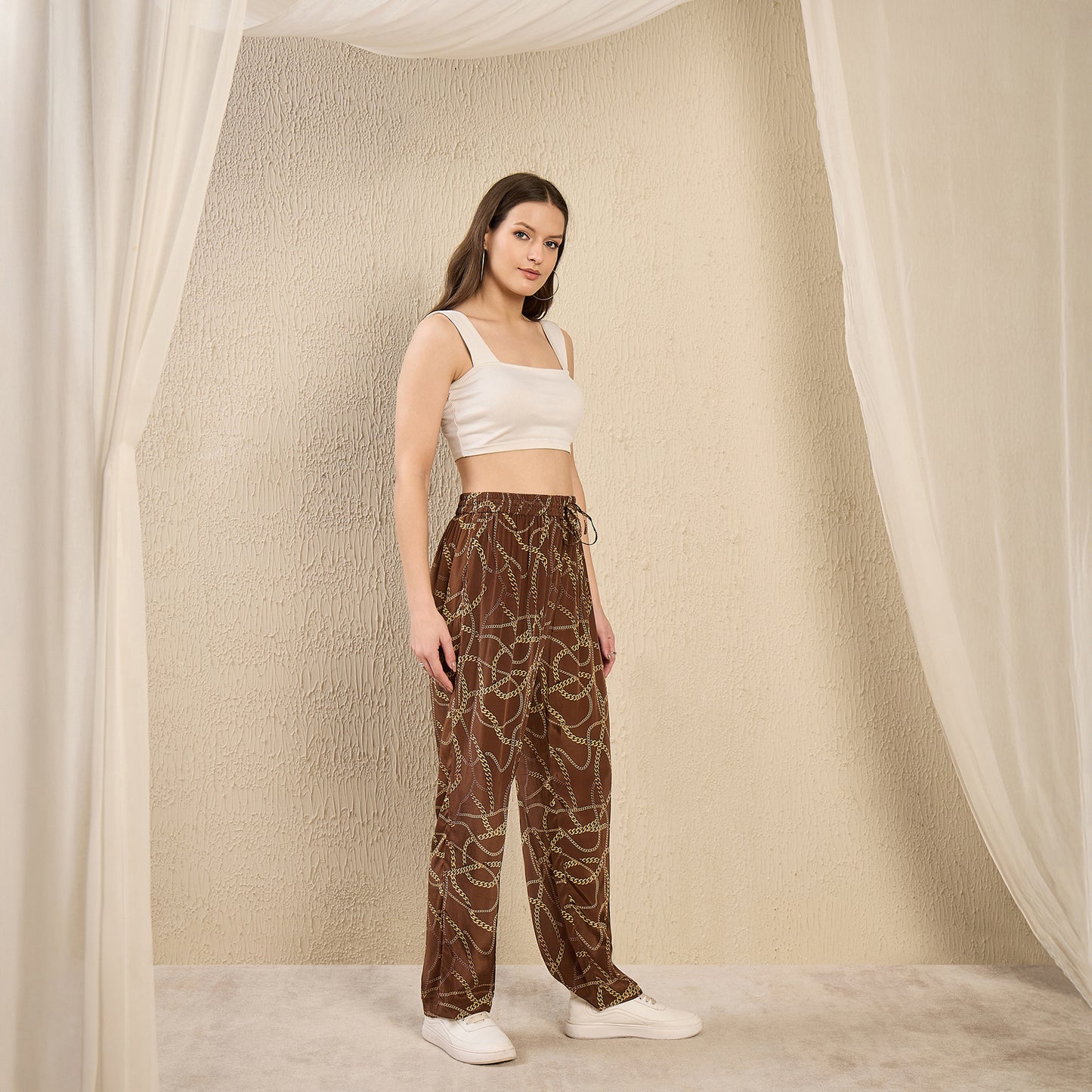 Brown Chain Print Pants