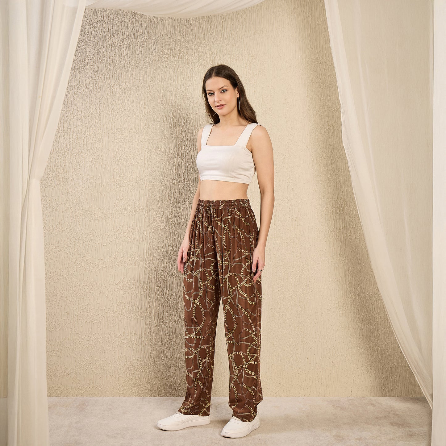 Brown Chain Print Pants