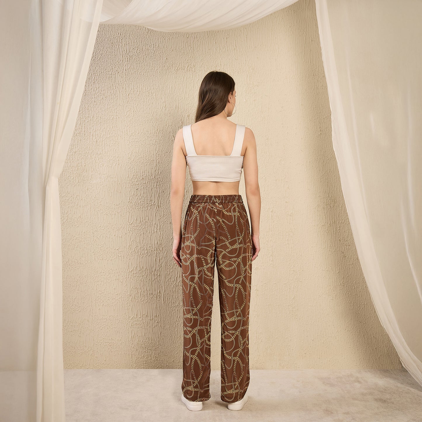 Brown Chain Print Pants