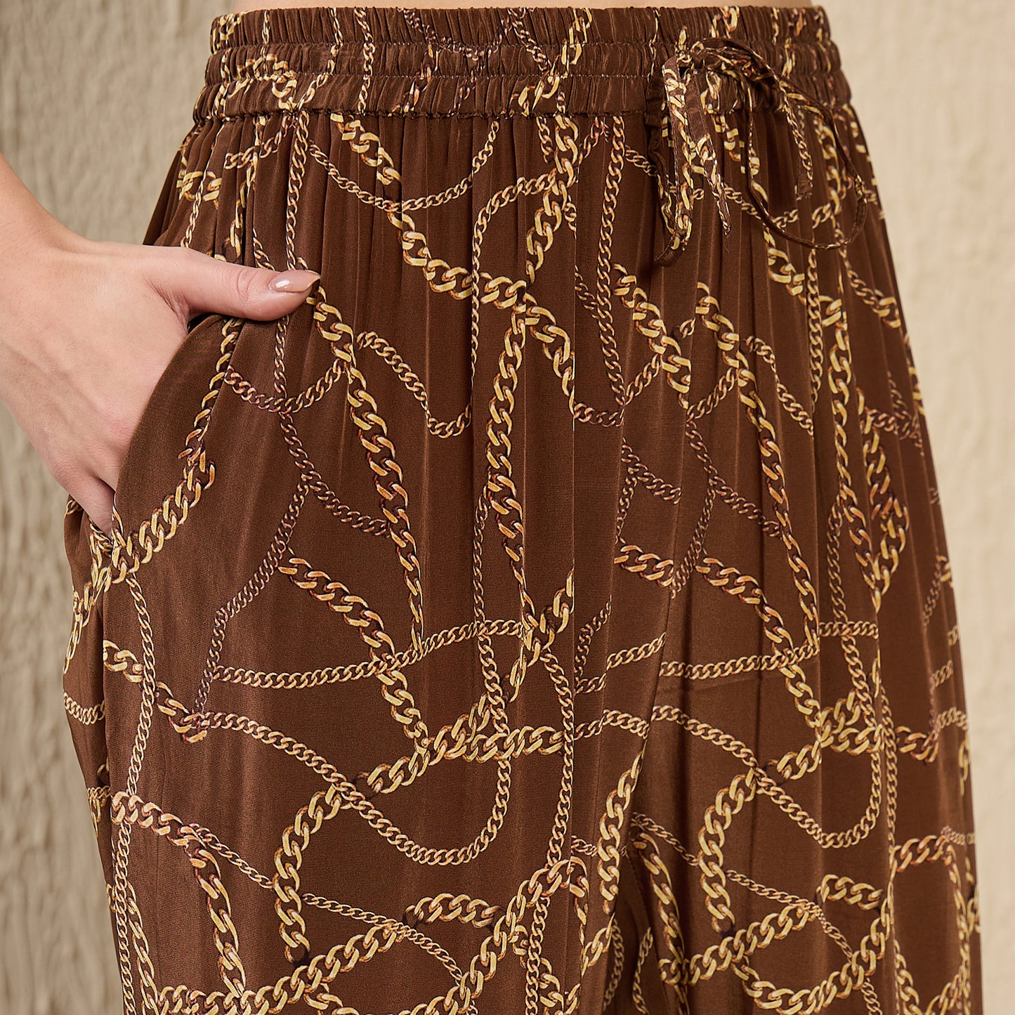 Brown Chain Print Pants