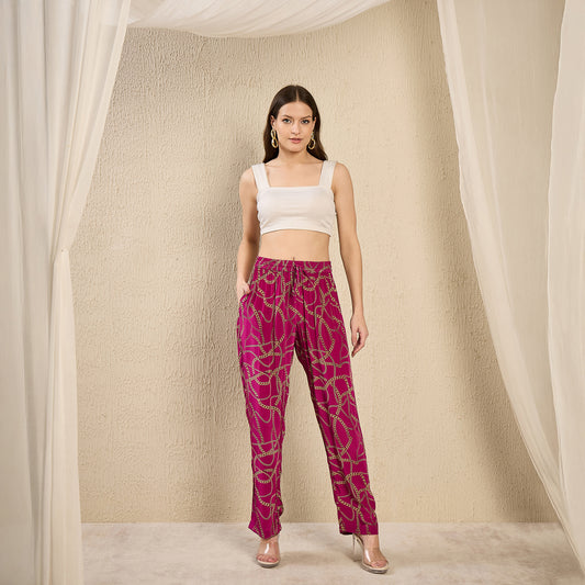 Magenta Chain Print Pants