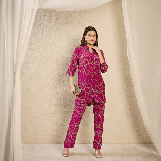 Magenta Chain Print Pants