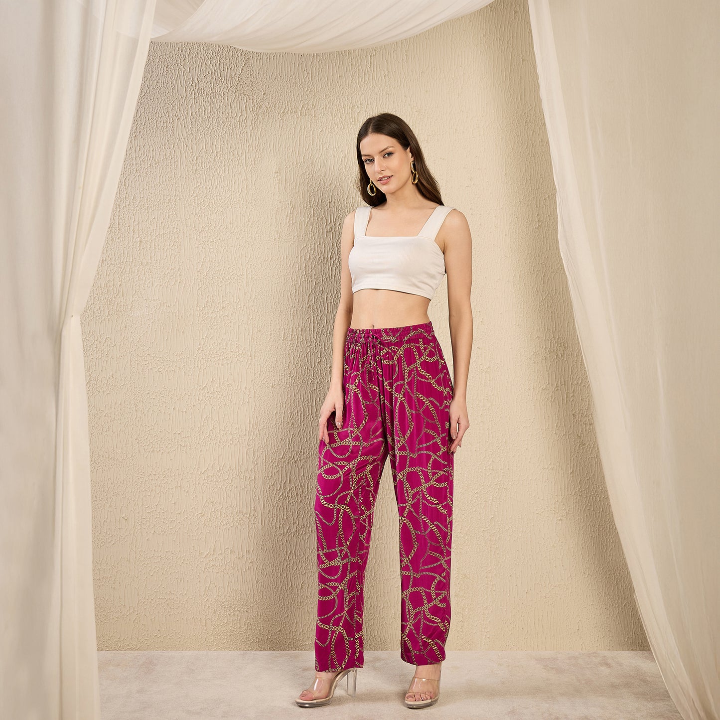 Magenta Chain Print Pants