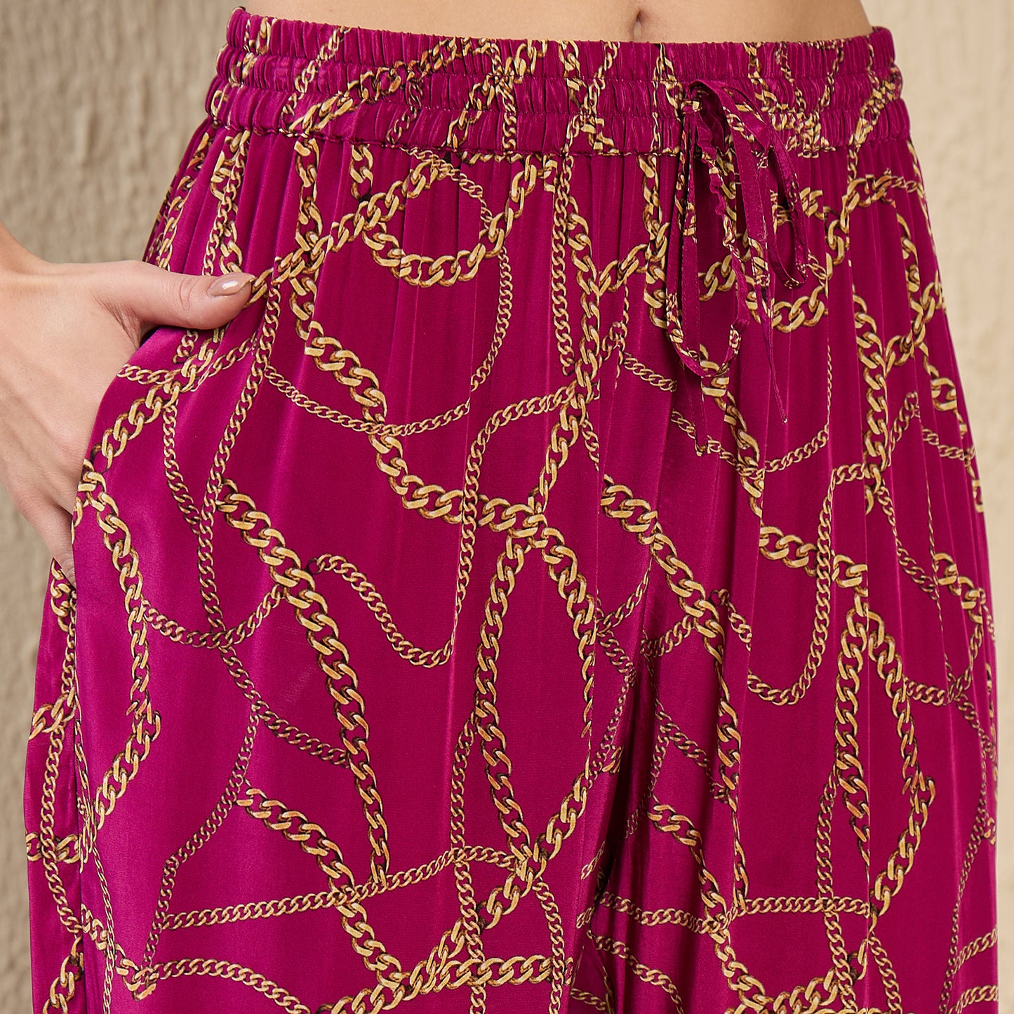 Magenta Chain Print Pants
