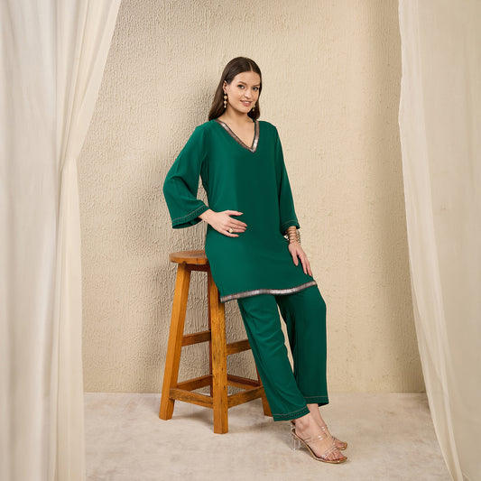 Green Straight Pants