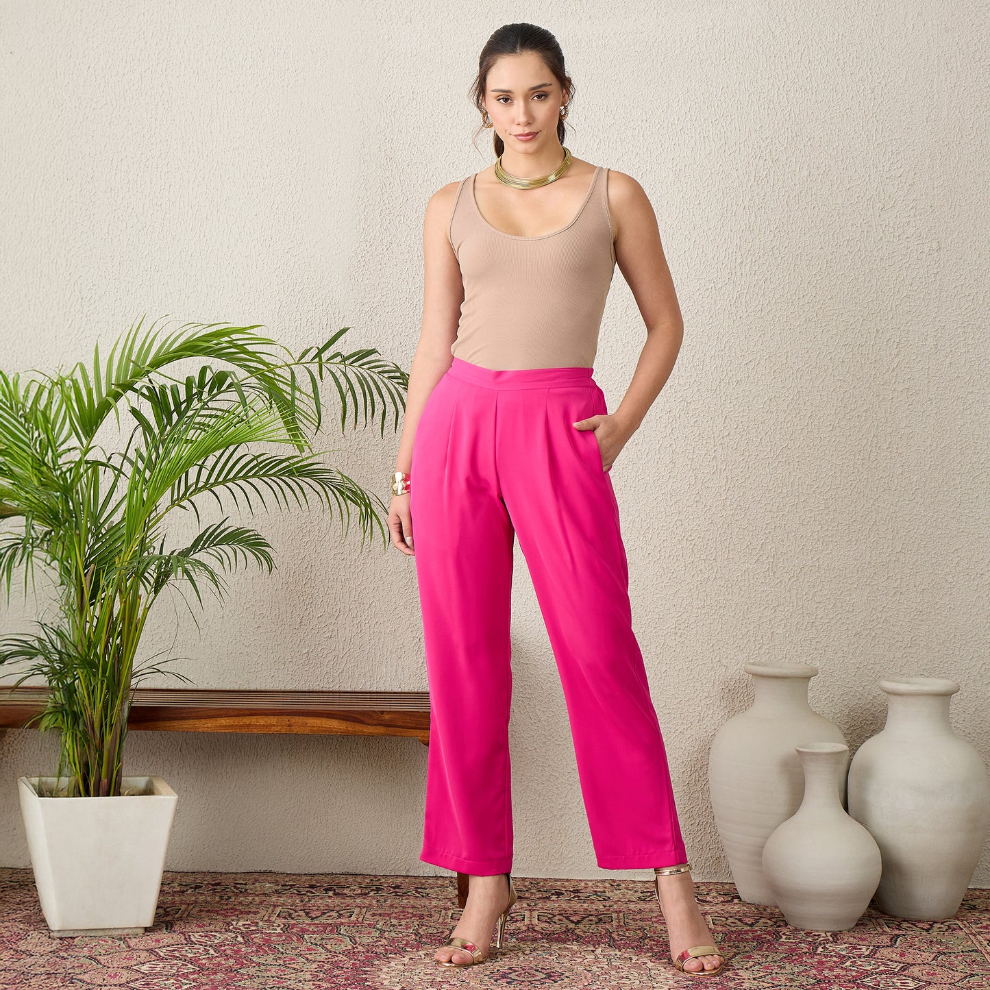 Hot Pink Straight Pants