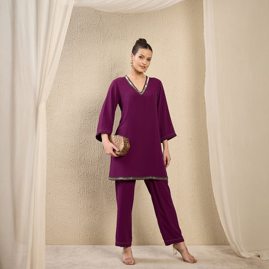 Purple Straight Pants