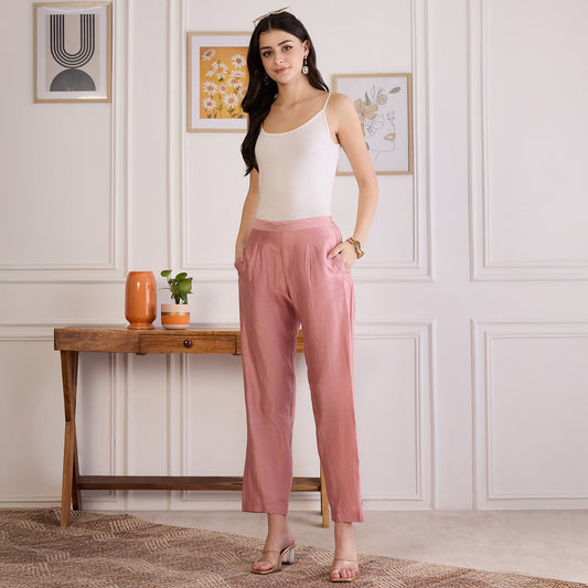 Carnation Pink Chic Straight Pants