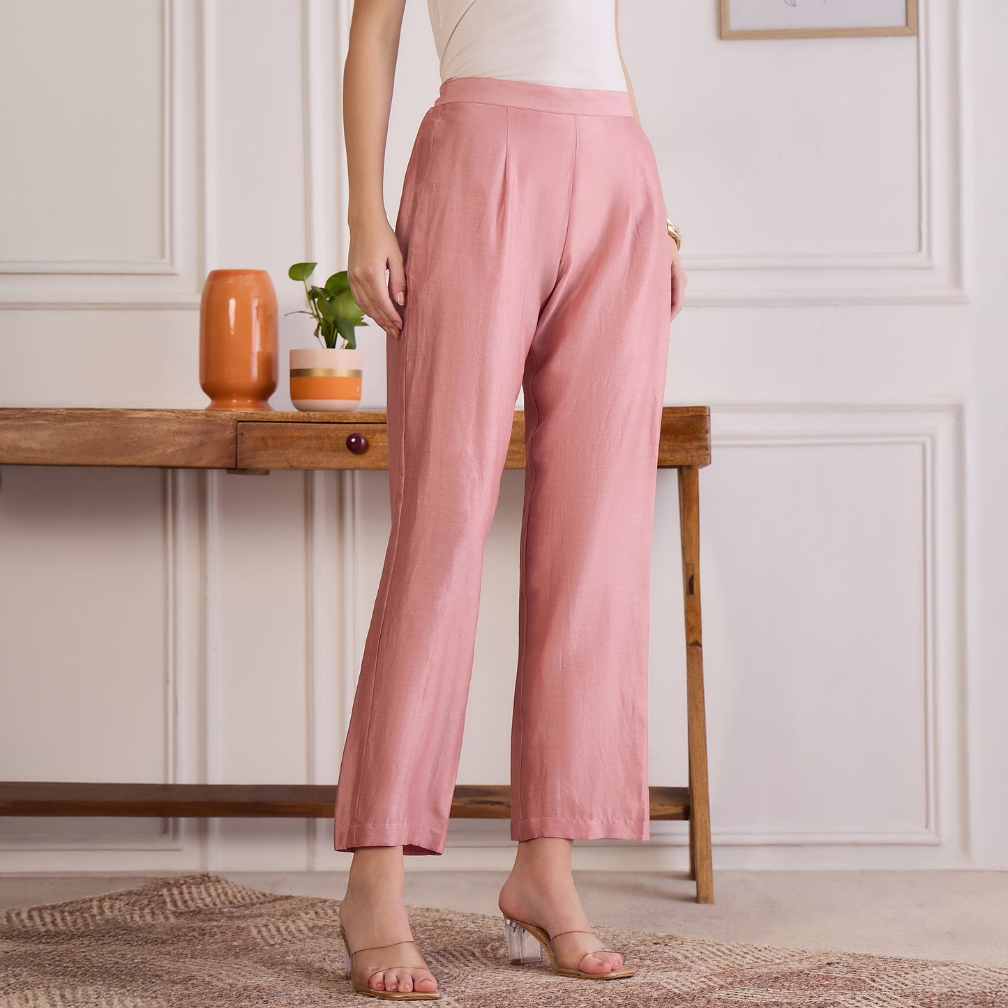 Carnation Pink Chic Straight Pants