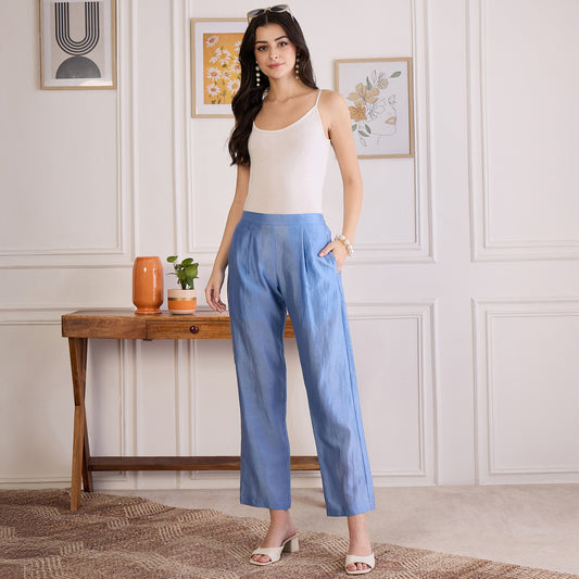 Sky Blue Chic Straight Pants