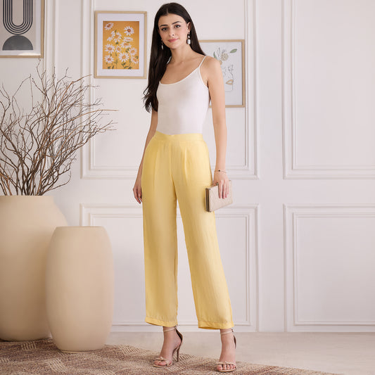 Yellow Lustre Straight Pants