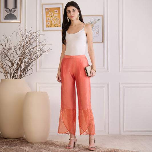 Peach Pearl Hand Embroidered Pants