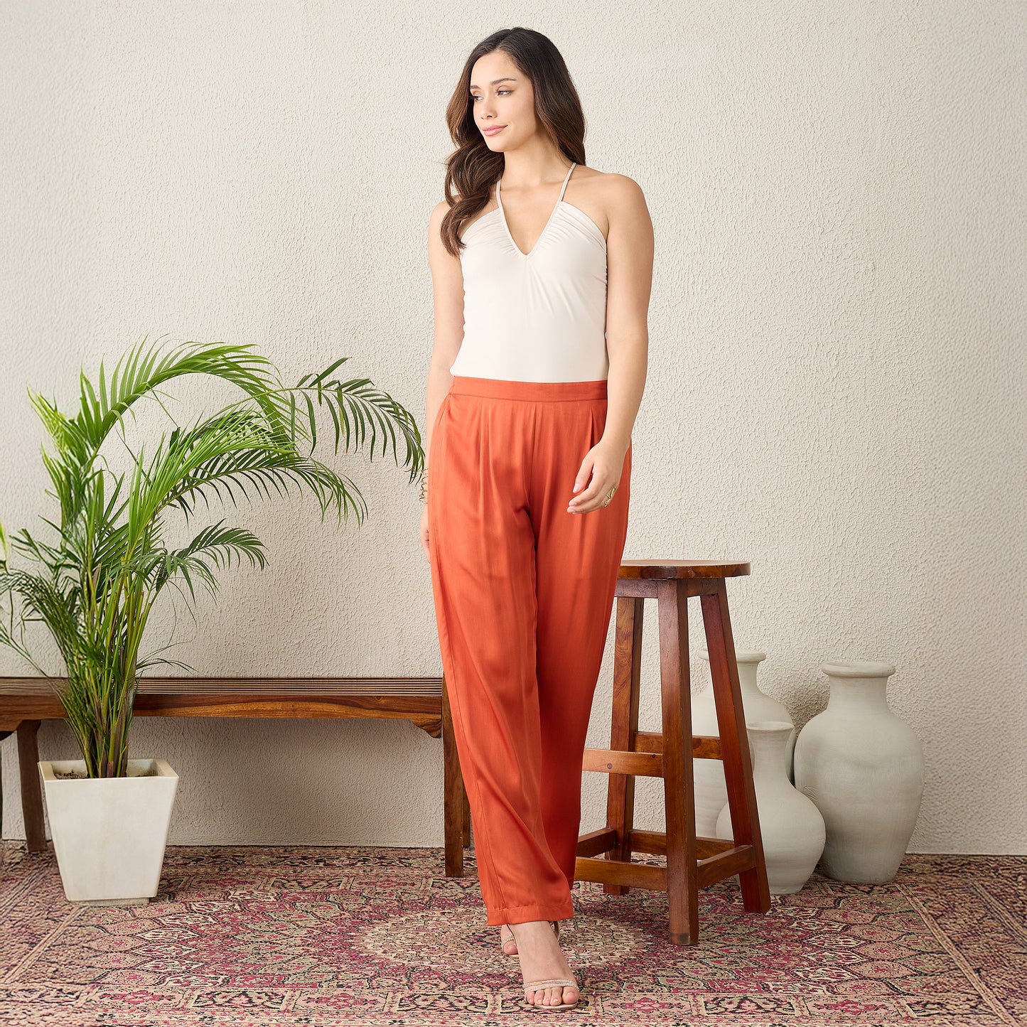 Orange Straight Trousers