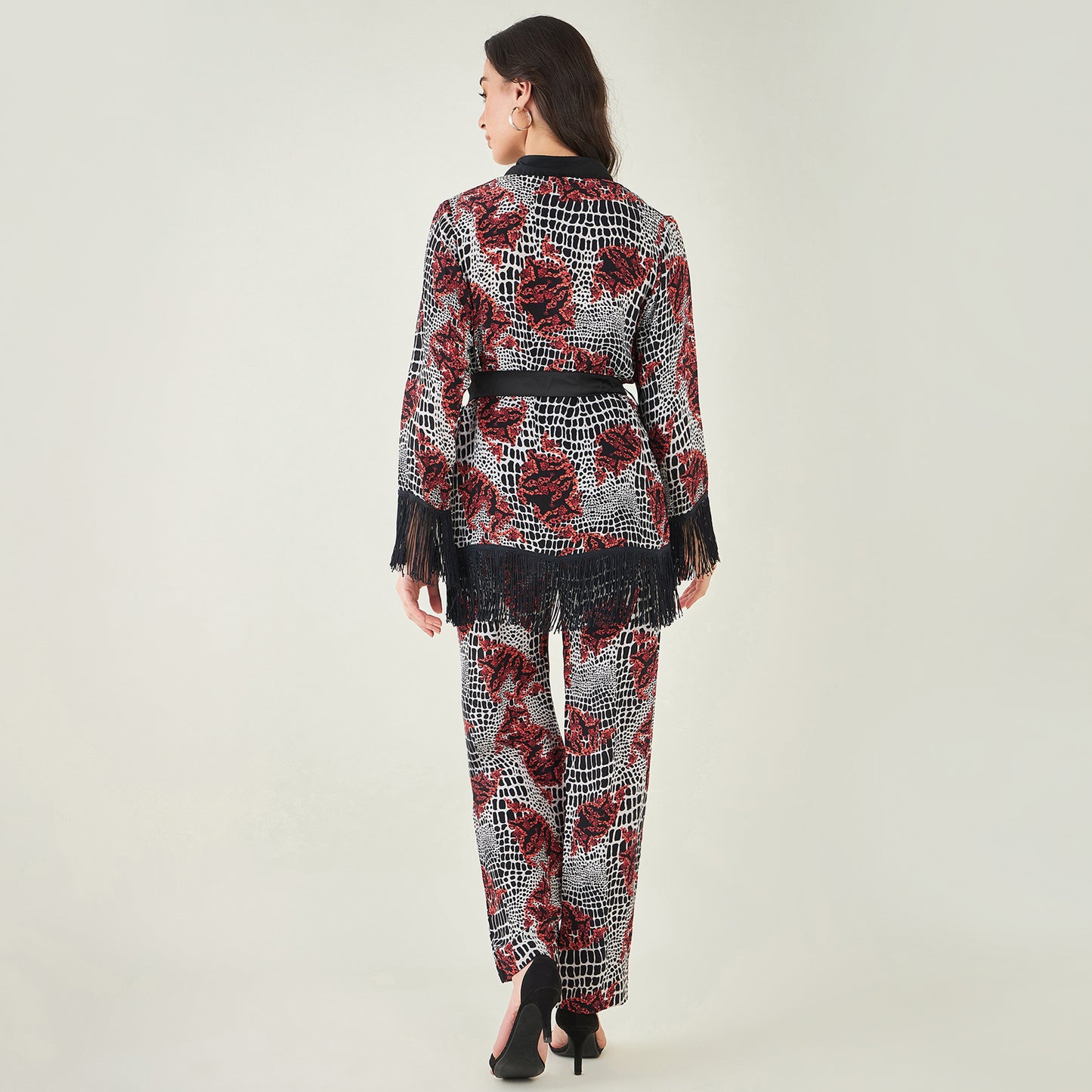 Red Baroque Animal Print Shirt and Palazzo Set