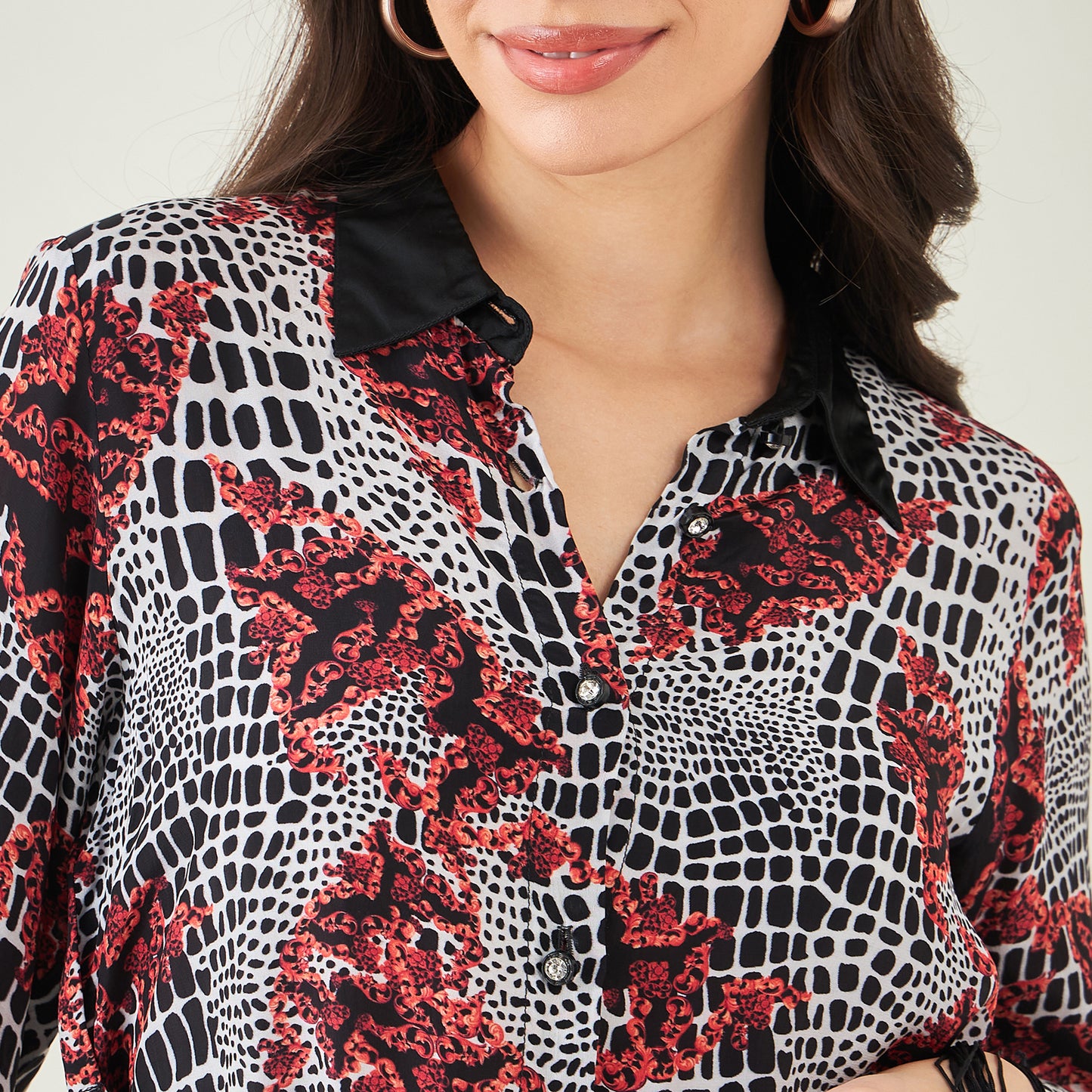 Red Baroque Animal Print Shirt and Palazzo Set