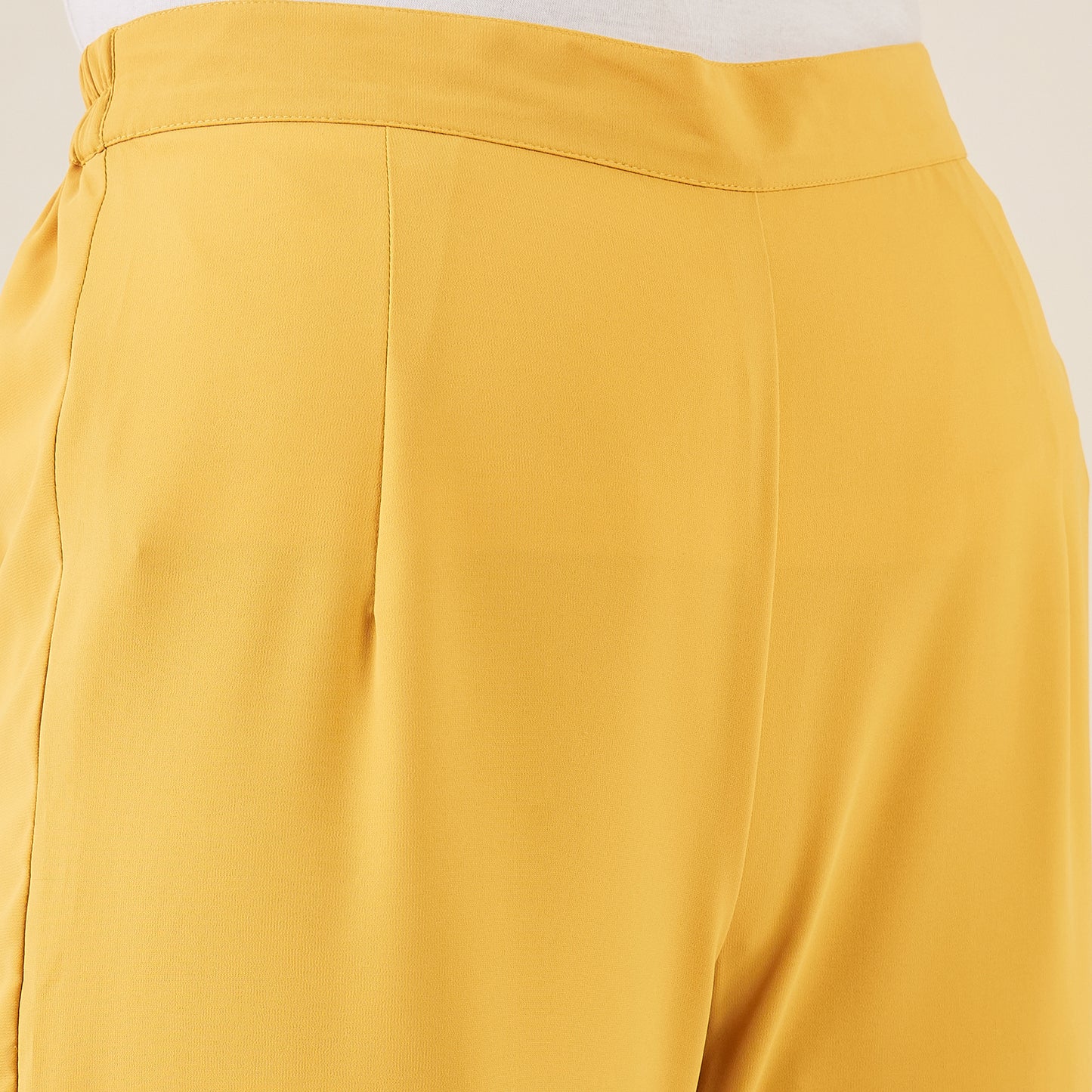 Mustard One-Shoulder Crystal Hand Embroidered Asymmetrical Top with Straight Pants Set