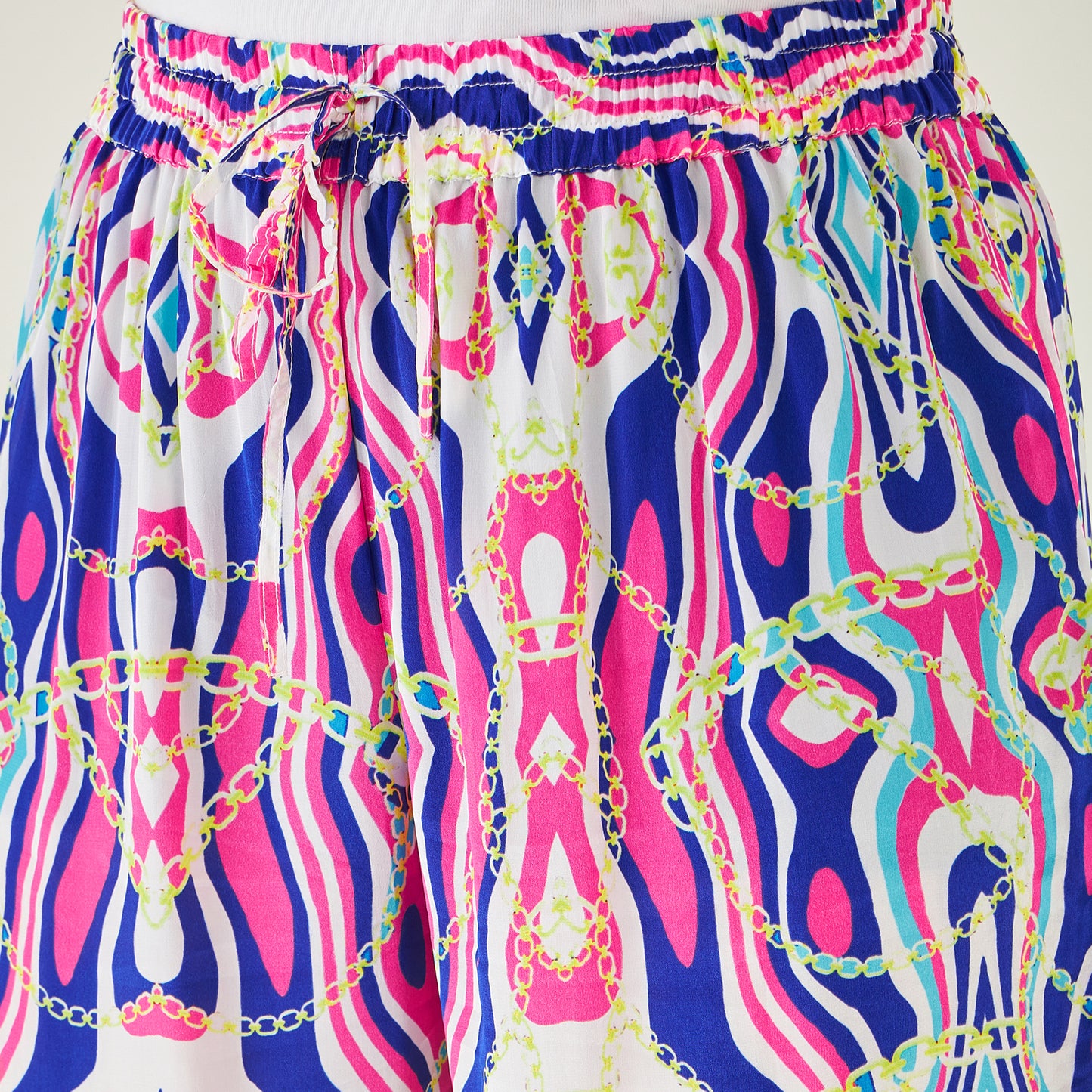 Blue and Pink Marine Wave Print Shirt and Pants Set