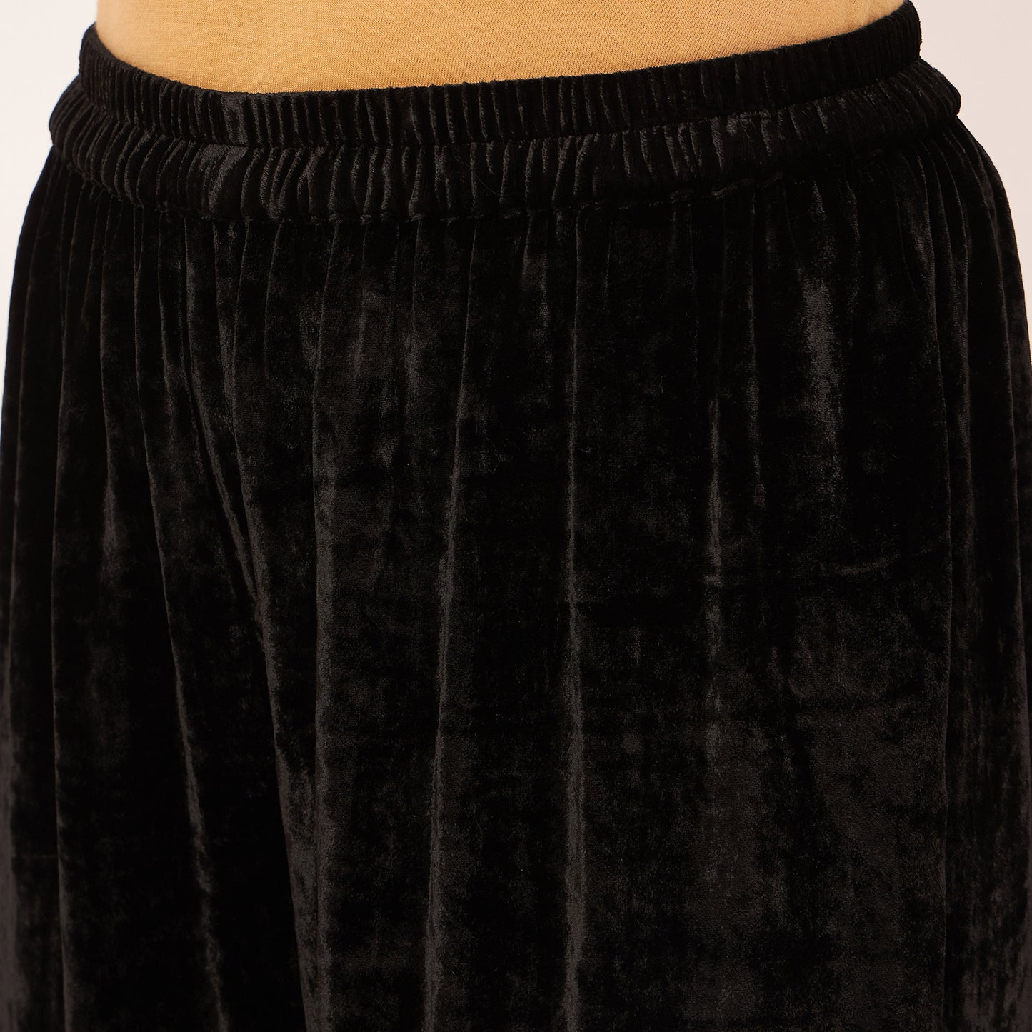 Black Hand Embroidered Silk Velvet Kurta and Straight Pants Set
