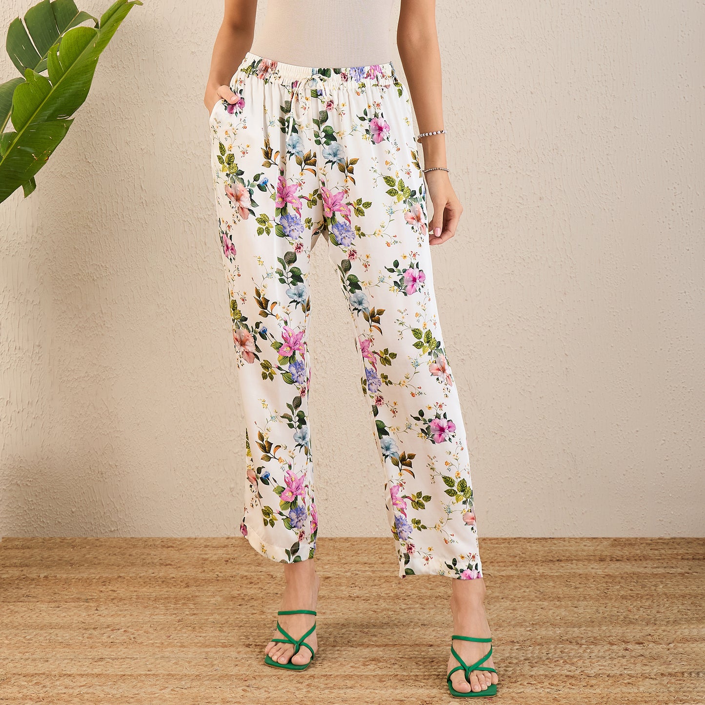 White and Pink Garden Print Sleeveless Co-ordinate Set