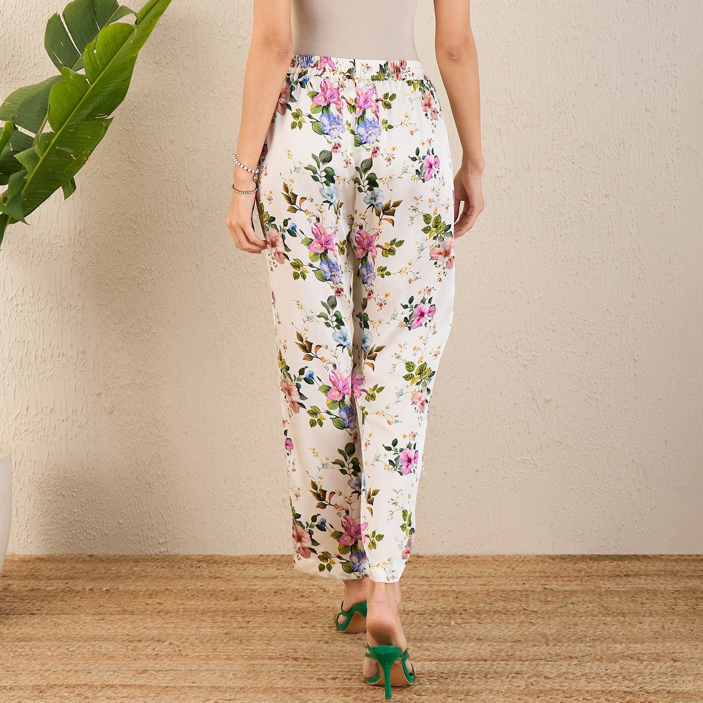 White and Pink Garden Print Sleeveless Co-ordinate Set