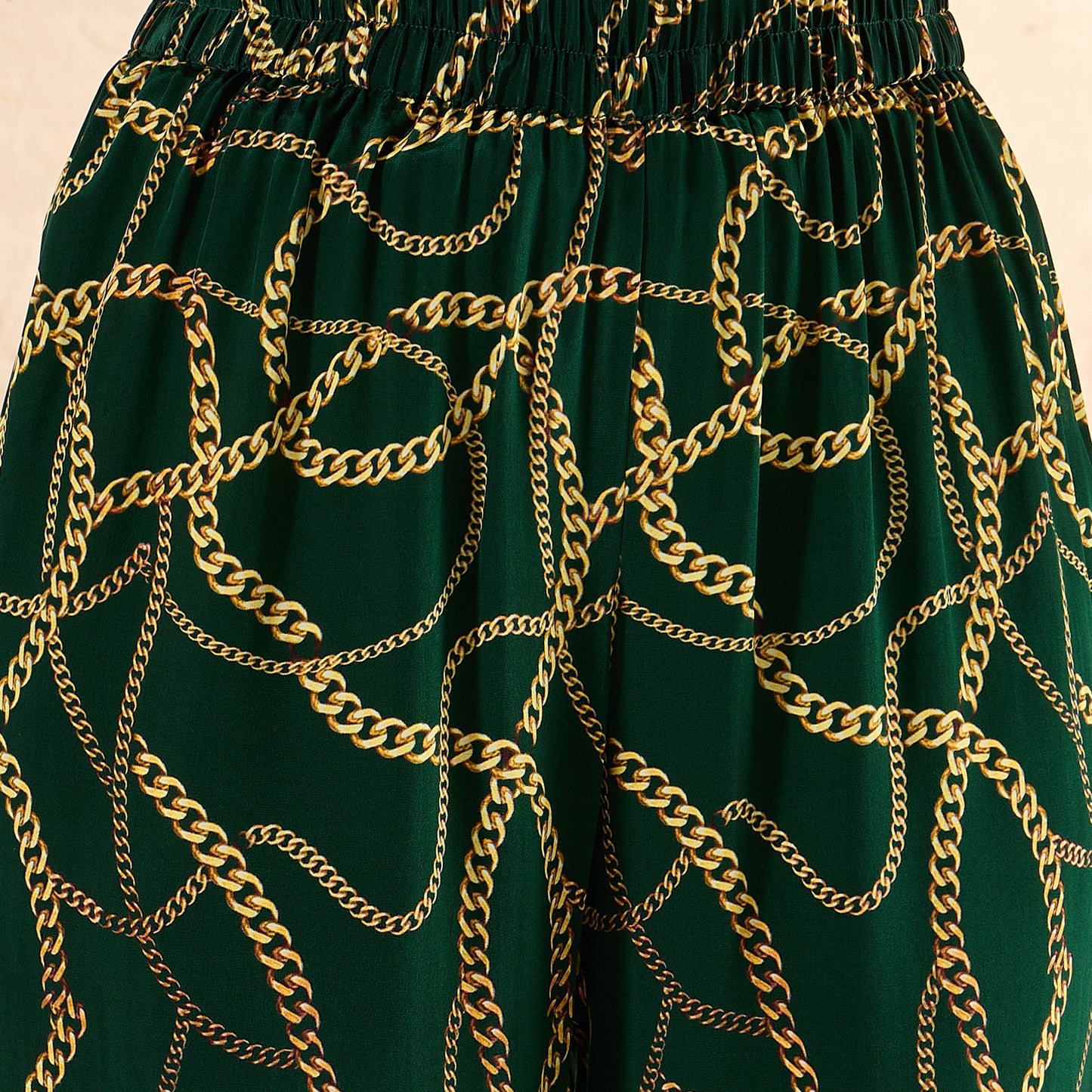 Forest Green Chain Print Shirt and Pants Co-ord Set