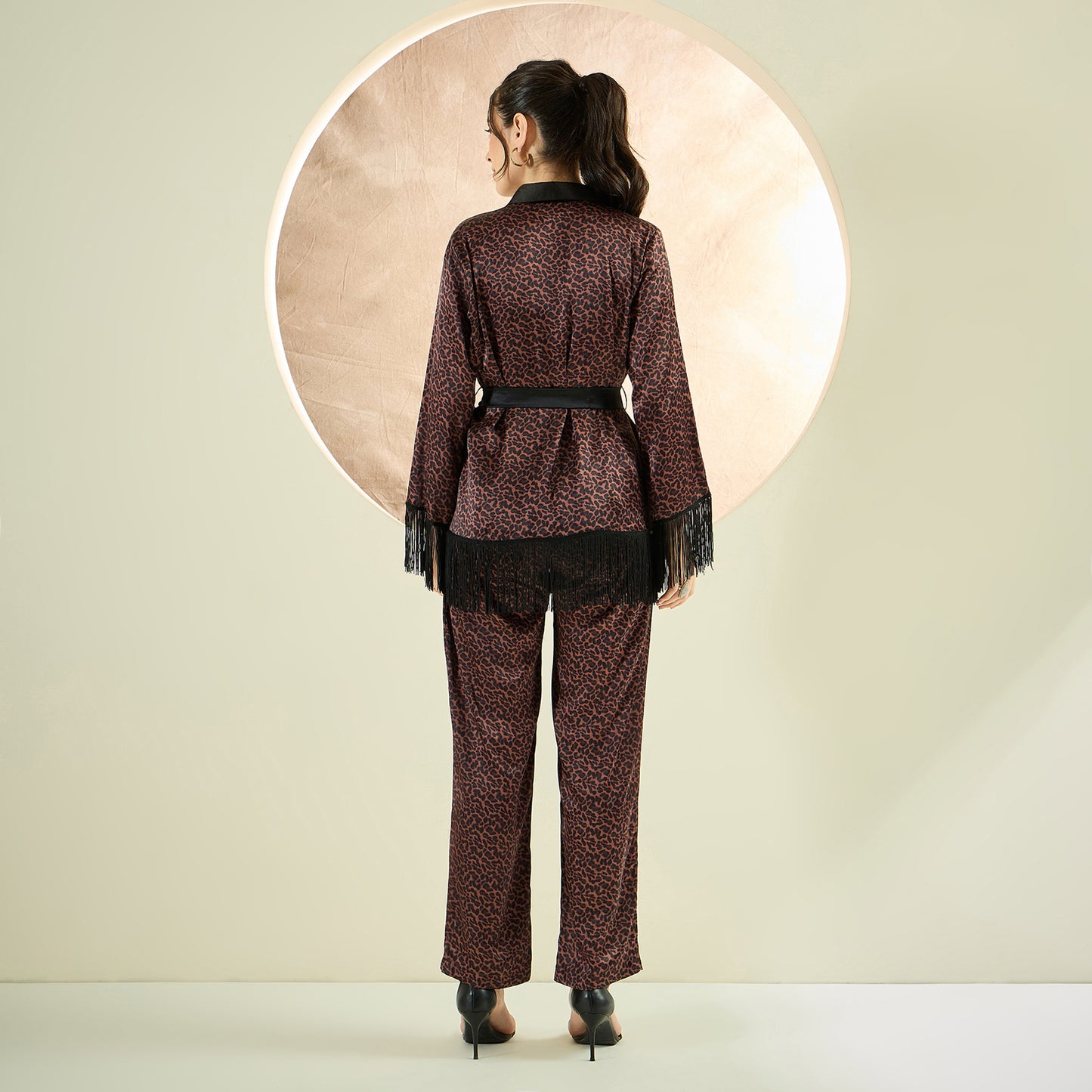 Brown Animal Print Shirt and Pants Co-ord Set