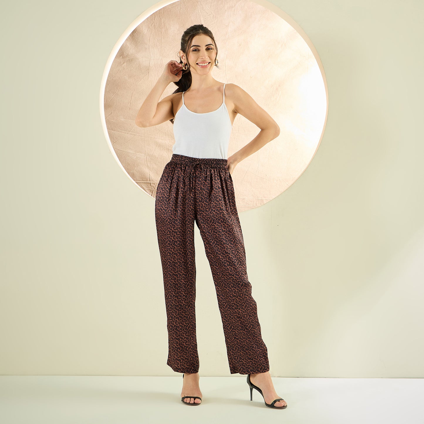 Brown Animal Print Shirt and Pants Co-ord Set