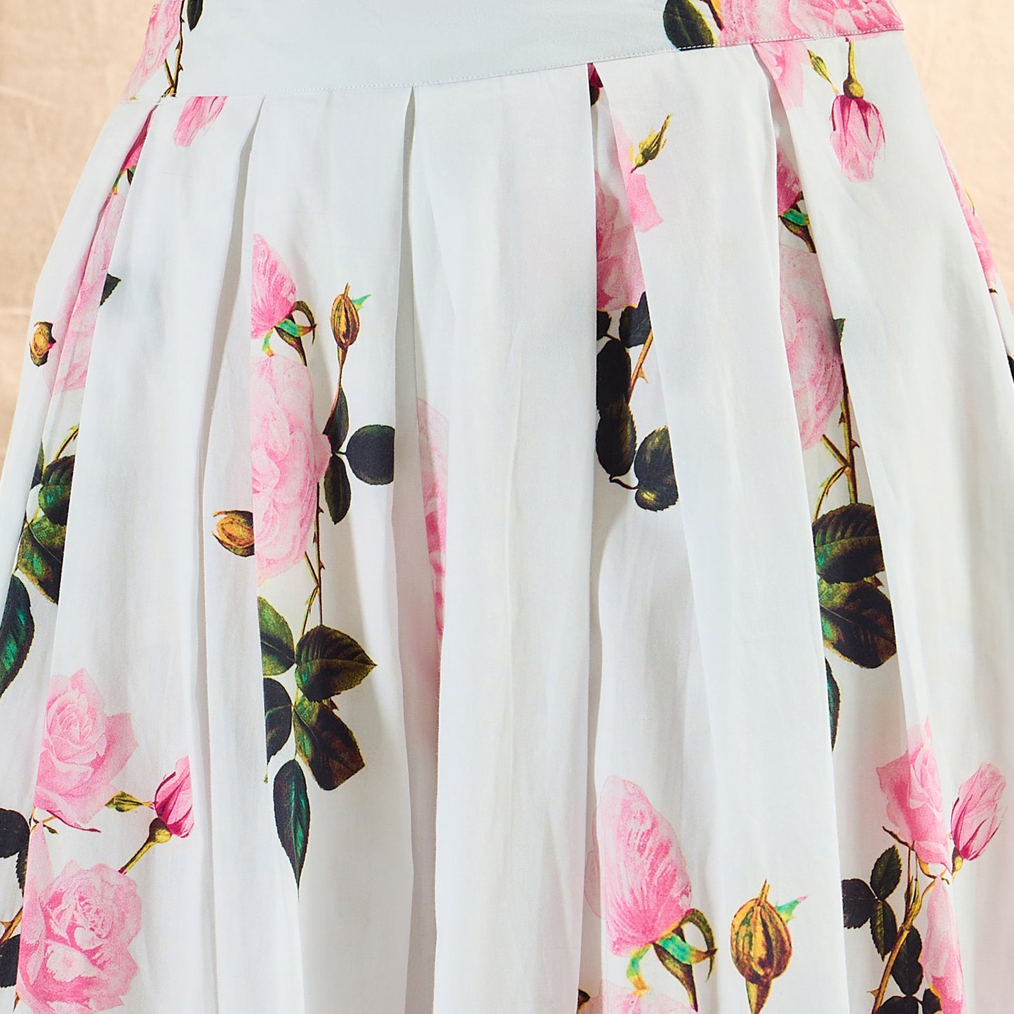 White and Pink Long Cotton Jacket and Floral Wide Leg Pants Set