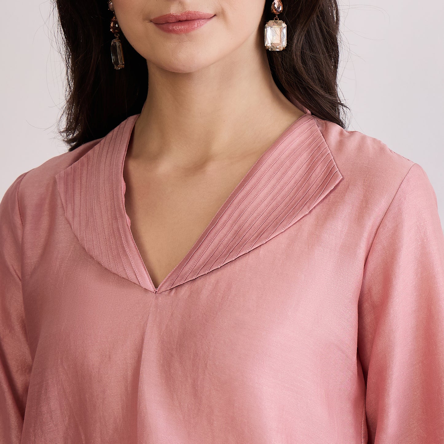 Carnation Pink Floral Cutwork Embroidered Set