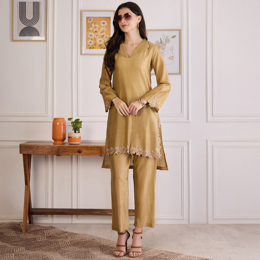 Sand Floral Cutwork Embroidered Set