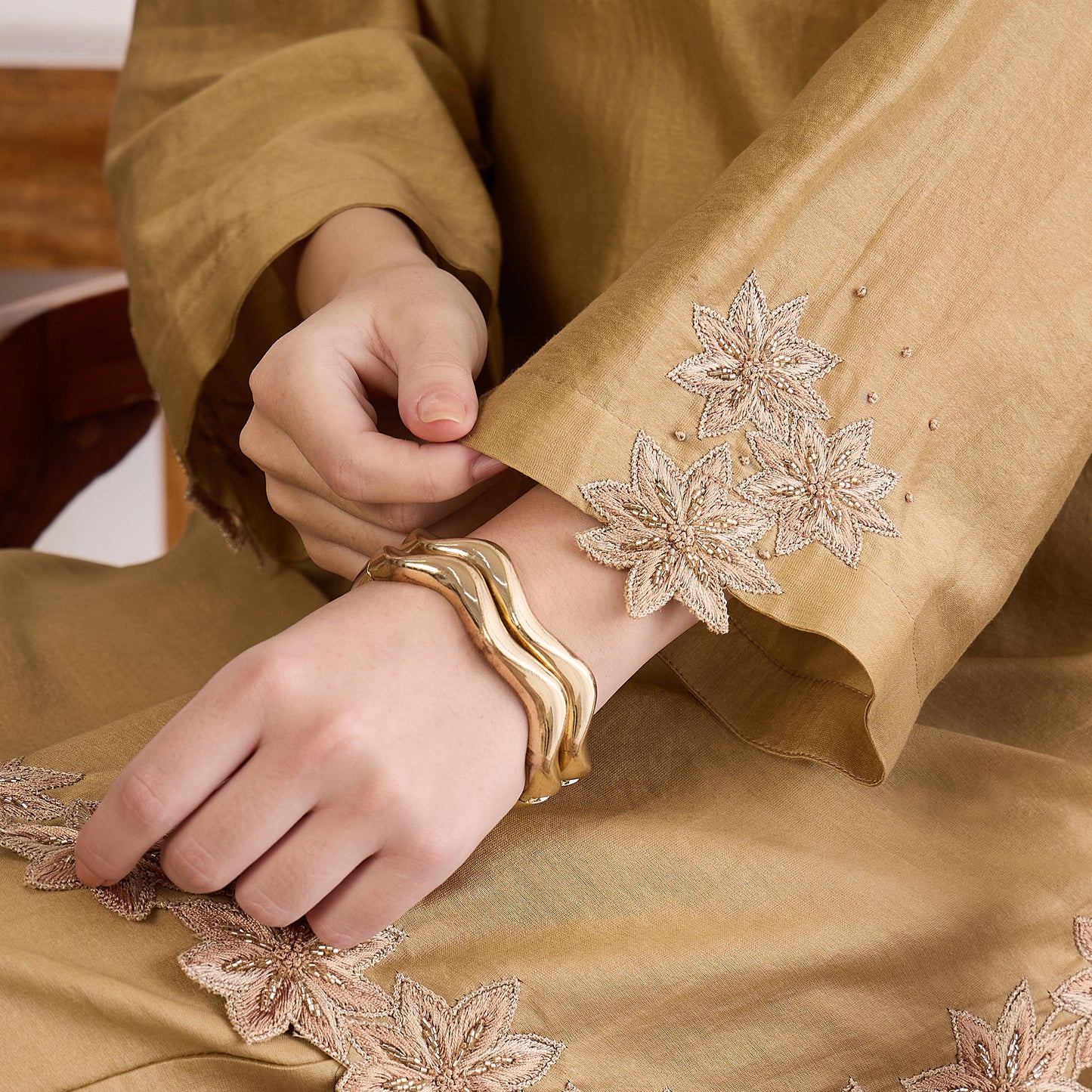 Sand Floral Cutwork Embroidered Set