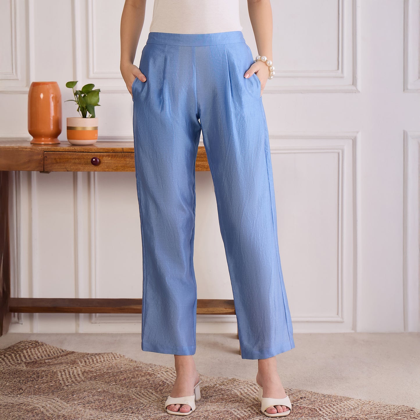 Sky Blue Floral Cutwork Embroidered Set
