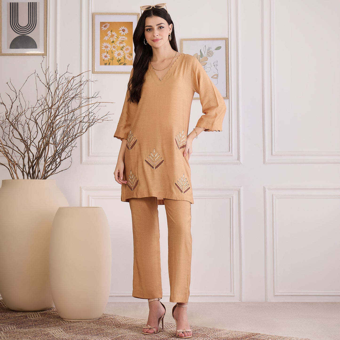Sepia Cutwork Embroidered Set