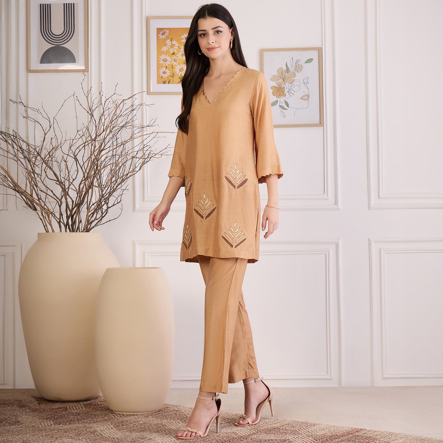 Sepia Cutwork Embroidered Set