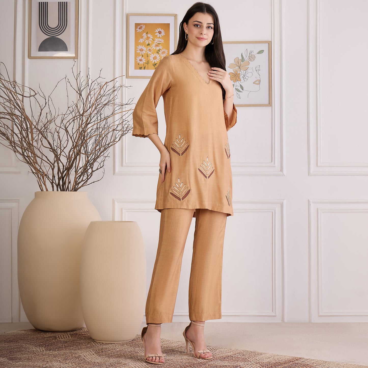 Sepia Cutwork Embroidered Set